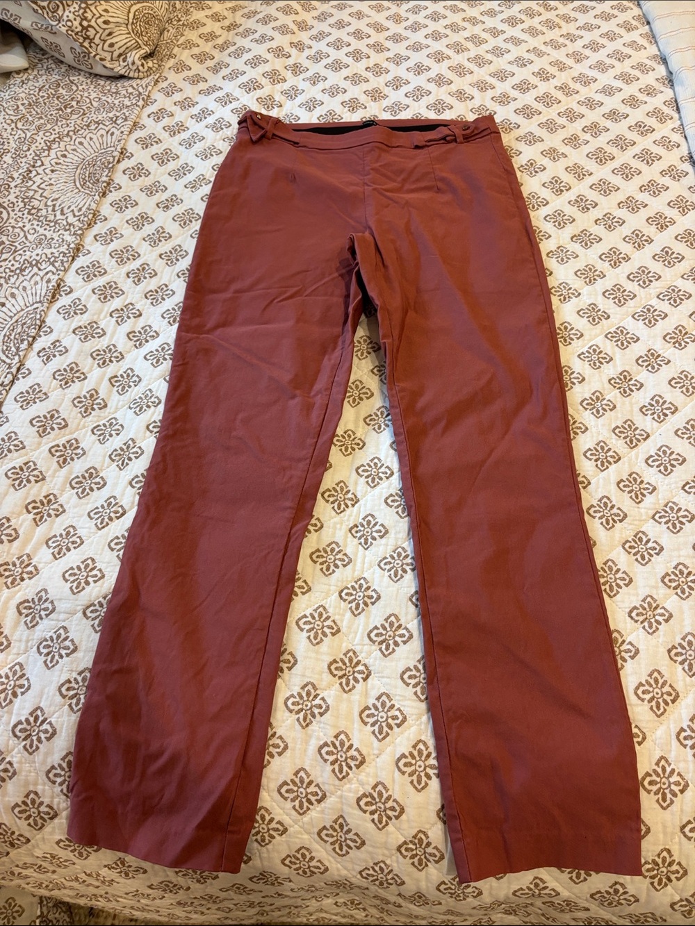 Women's Straight Ankle Pants in Rust Red